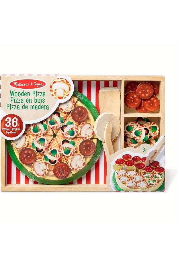 Colorful Wooden Simulation Pizza Children Play House Boy Girl Cake Dessert Cut Cut Music Fruit And V
