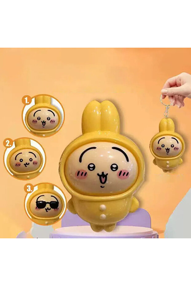 Bandai C 1pc jiyi Pajama Face-Changing Pendants – Vinyl Series Usagi/Hachiware/Kurimanju/Momonga/Rak