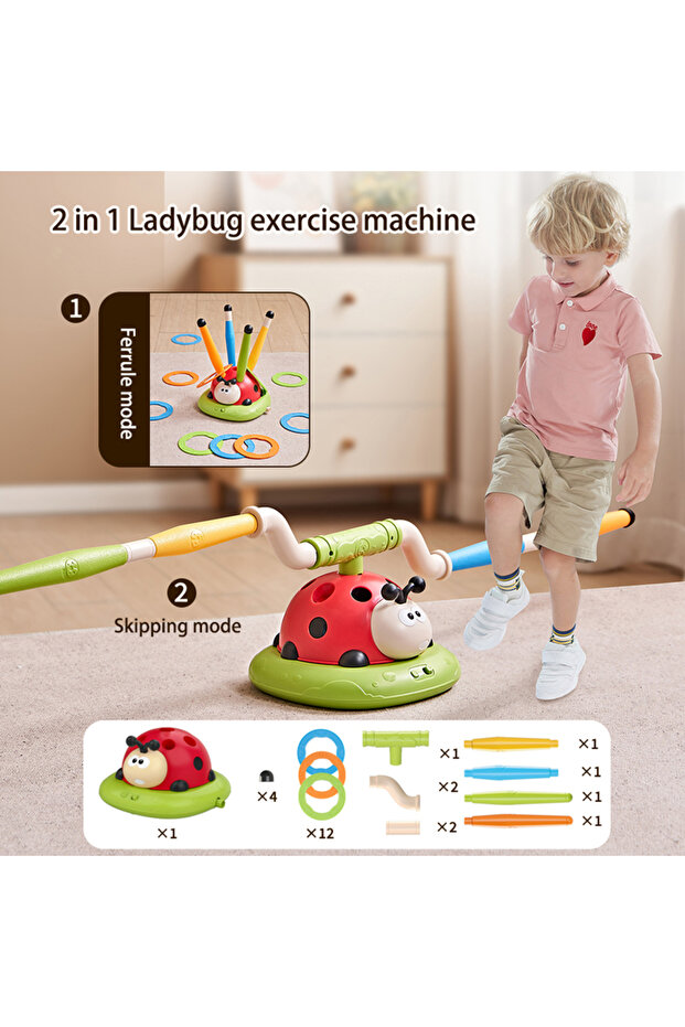 2 in 1 Ladybug Sport Entertainment Game Toy Multifunction Rope Skipping Machine Ferrule Jump Rocket