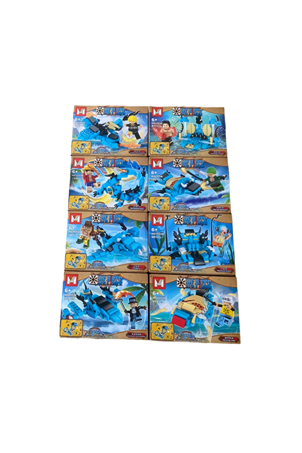 Bandai 8PCS No Box MOC One Piece Kaido Blue Dragon Building Blocks 8-in-1 Set Plastic Bricks Kids Pu