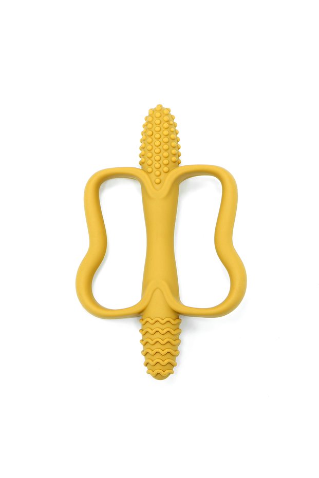 Yellow Baby Teething Toys with Easy-Grip Handles, Food-Grade Silicone Teething Toys, Suitable for Ba