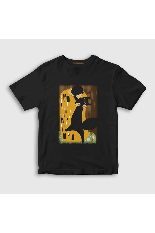 Unisex Children's Black Cat Kiss Cat Feline Gift Gustav Klimt T-Shirt 586878Tt