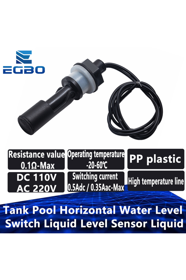 Tank Pool Horizontal Water Level Switch Liquid Level Sensor Liquid PP Plastic Ball Float Switch F...