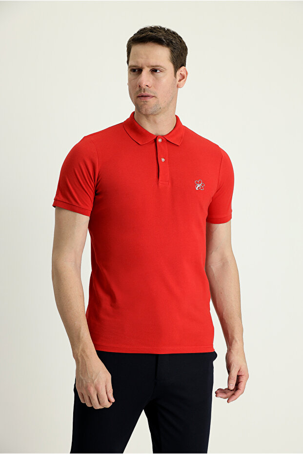 Printed Polo Neck Slim Fit Cotton T-Shirt
