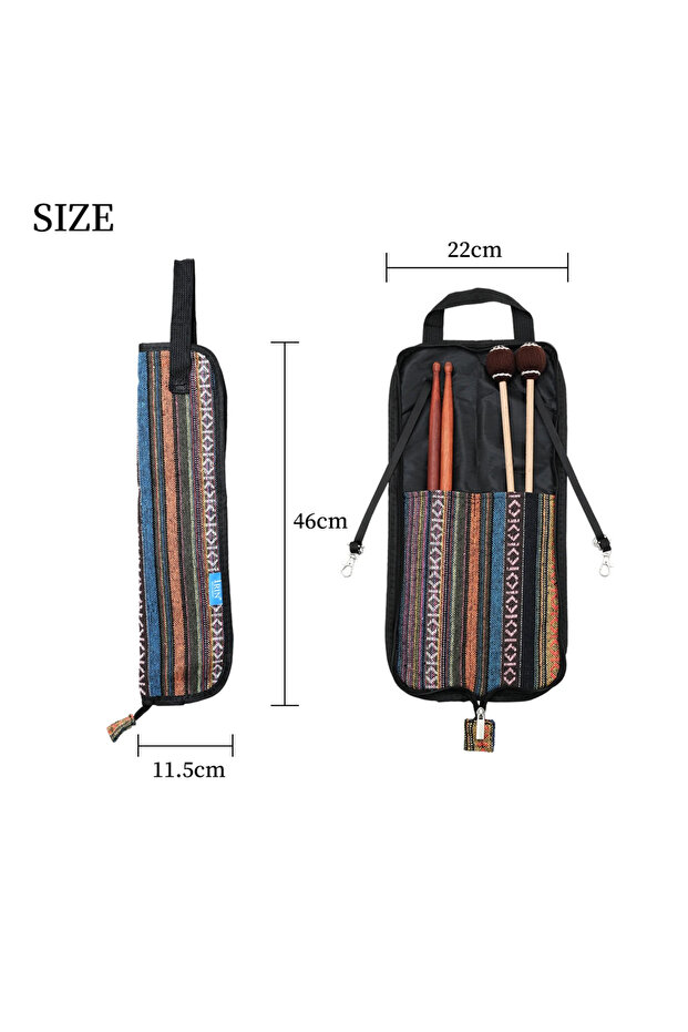 Ethnic Style IRIN Drum Stick Bag Ethnic Style Striped Pattern Oxford Thicken Cloth Handbag Waterproo