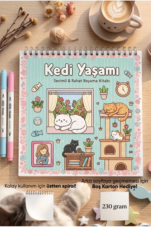 Cat Life Coloring Book - 21X21 cm Coloring Book / for Children and Adults / Relaxing / Hobby / Stress Relief / Enjoyable Coloring Pages