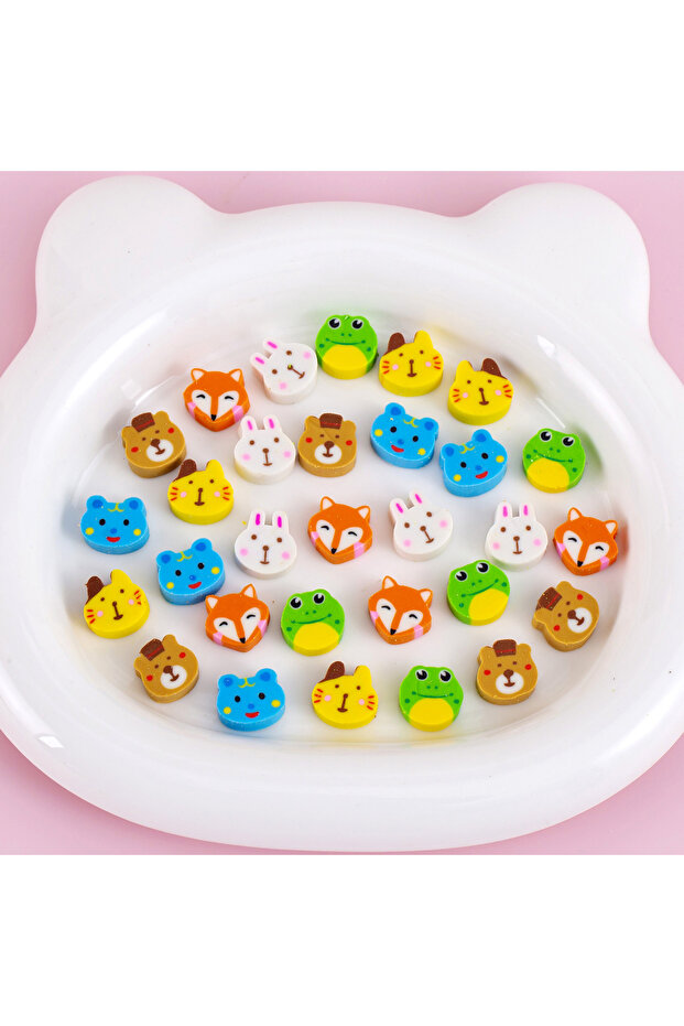 Random-30pcs-C 30 Capsules/Set Transparent Bag cartoon Fruit Animal Love mini Eraser Cross-Border Ju