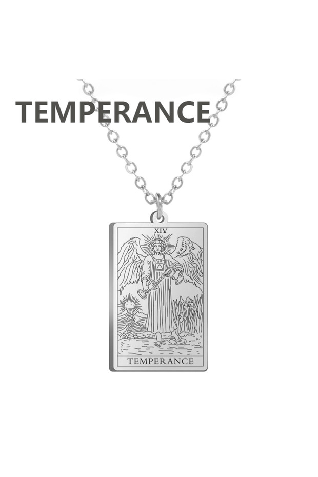 steel color TEMPERANCE Stainless steel Cassic Tarot Pendant Necklace Major Cigano fortune Telling Ne