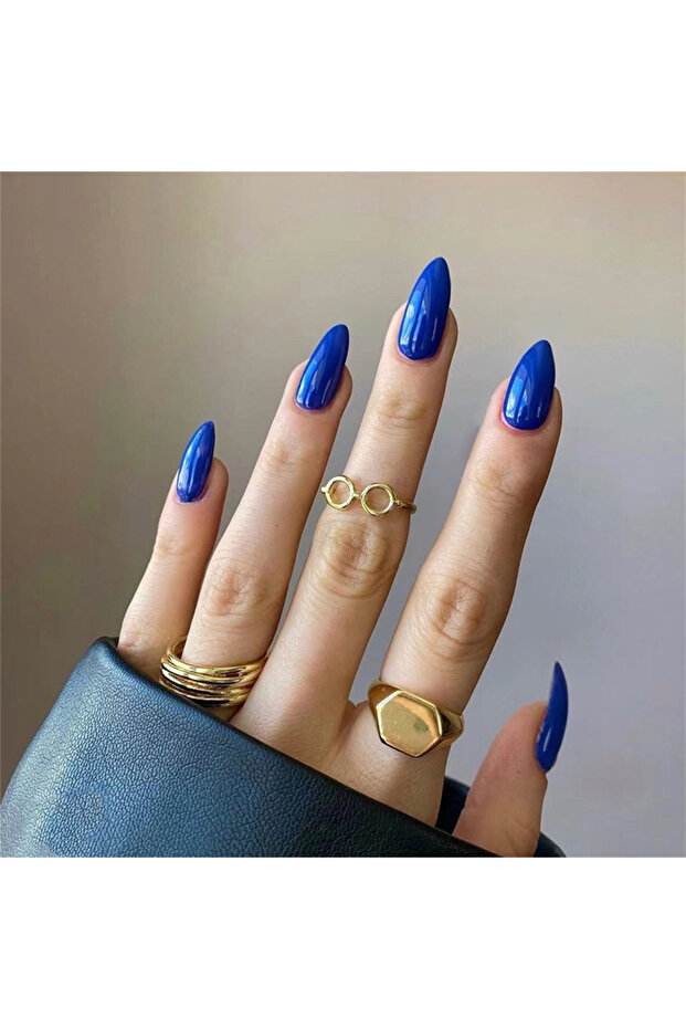 PDJ2842، مجموعة من 24 قطعة، أظافر صناعية متوسطة الطول لون سادة، تغطي كامل، بتصميم لوزي.