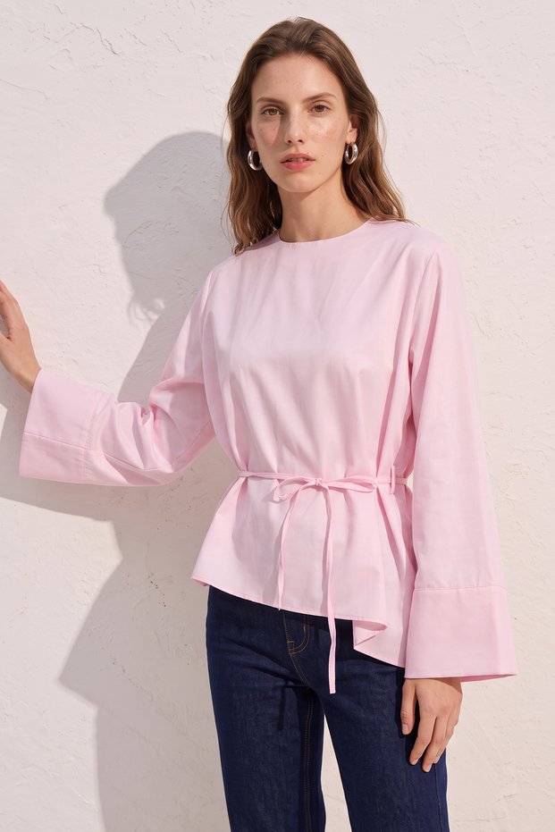 Verev Cut Blouse Y0160 - Light Pink