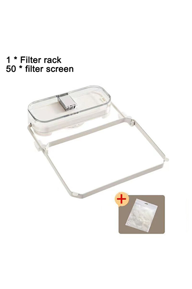 WHITE Kitchen Sink Filter Rack With 50pcs Net Filter Bag Foldable Multi-Purpose Drainage Basket Left