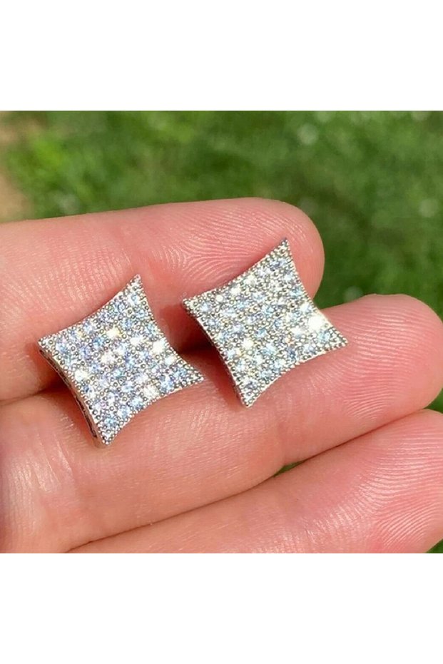 E4235 Huitan Shining Silver Color Ear Stud Lady Stylish Jewelry Brilliant Cubic Zirconia Earrings Ac
