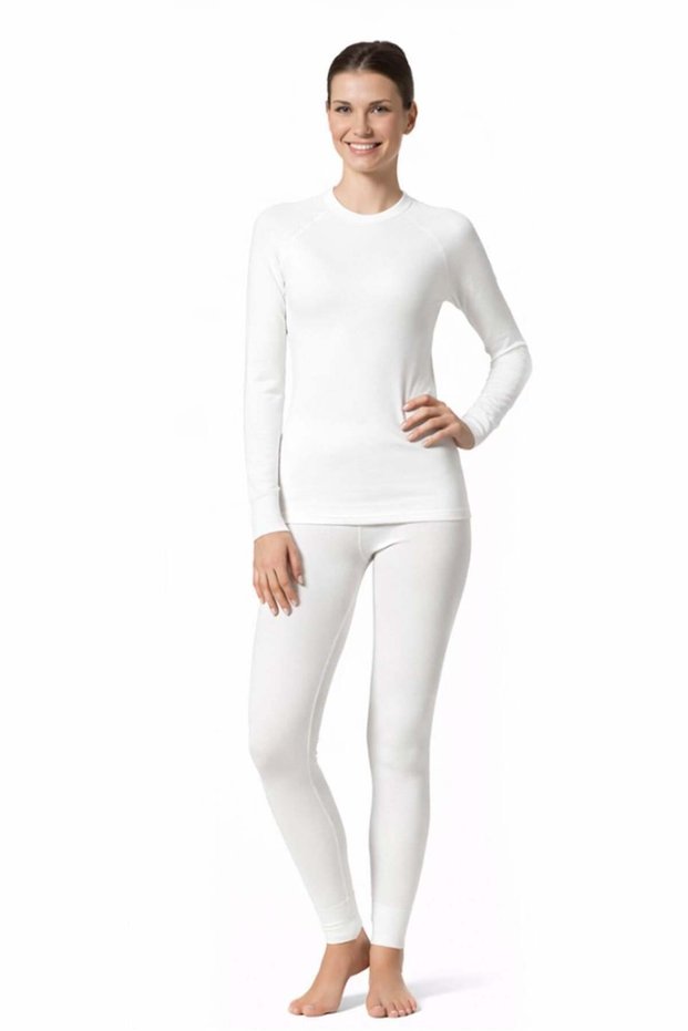 Women's White Long Sleeve Thermal Undershirt 1012