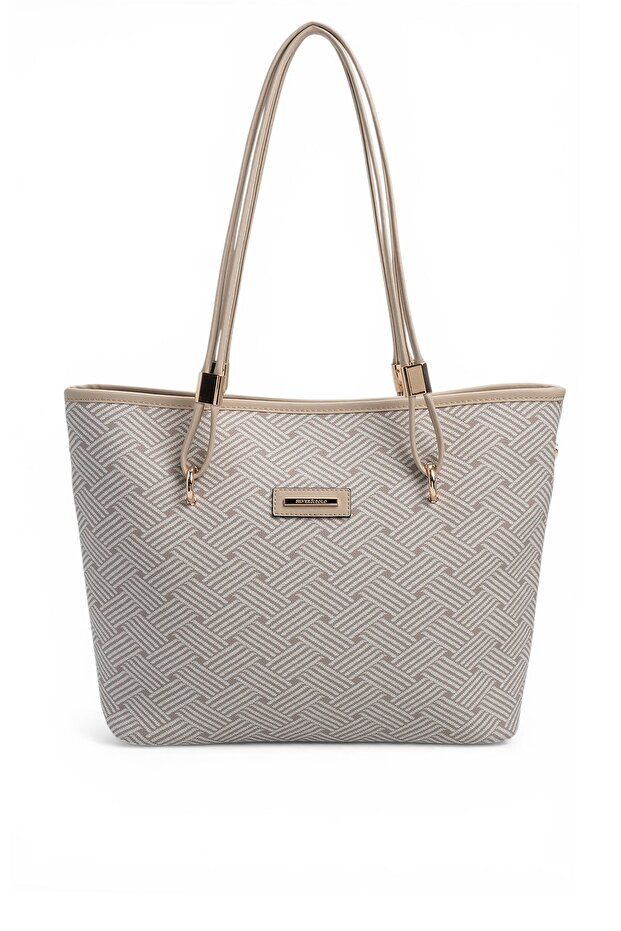 Beige - Sand Beige Knitted Women's Shoulder Bag Sp1282
