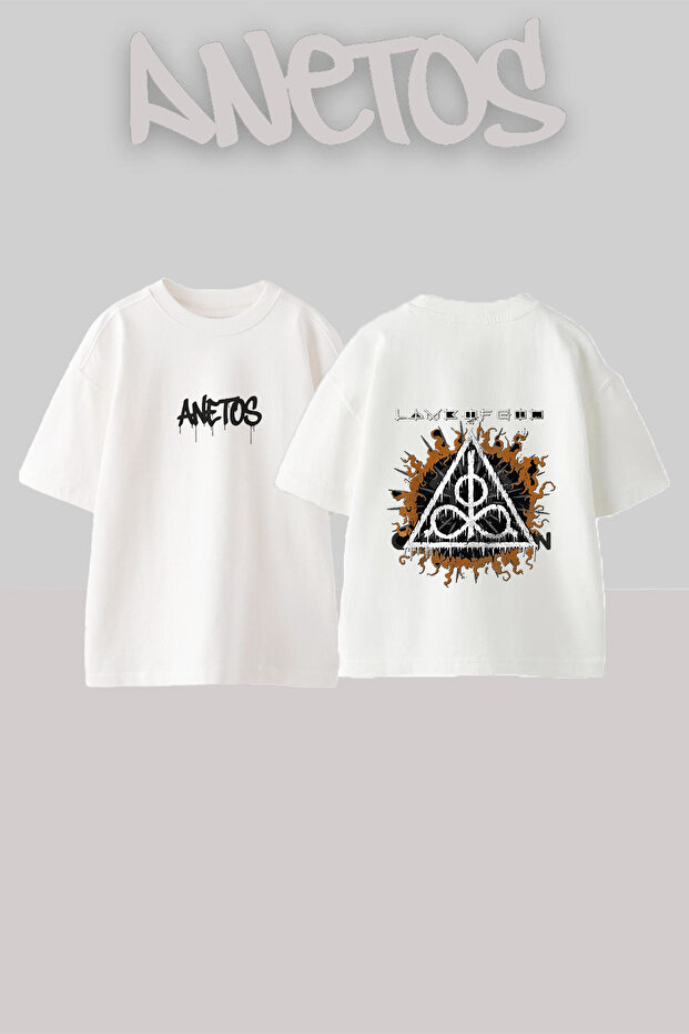 Lamb of 4 Design Back Printed Cotton White Oversize T-Shirt