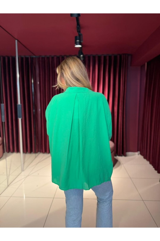 Cămașă oversize fără umăr - 6