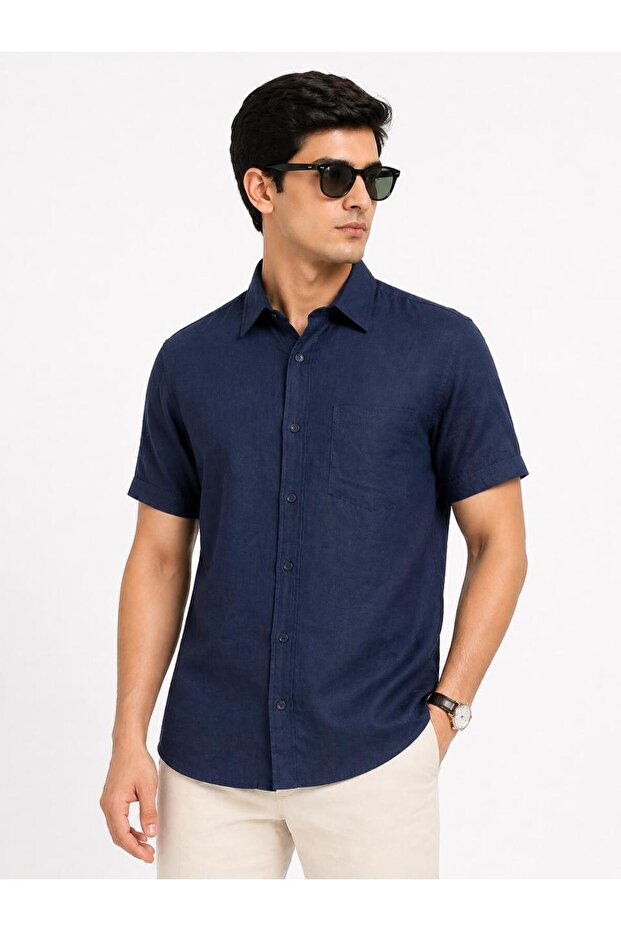 Men’s Linen Short Sleeve Shirt – Breathable Summer Casual Shirt – Lightweight Cotton Linen Blend