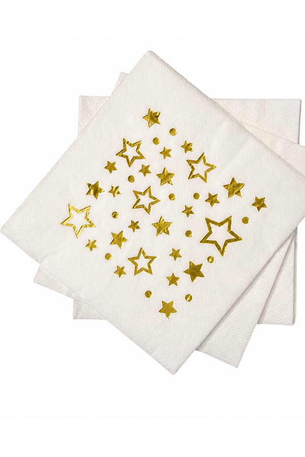 Star Patterned Napkin – Gold, Silver, Red Party Napkin Birthday & Special Occasion Table Decoration