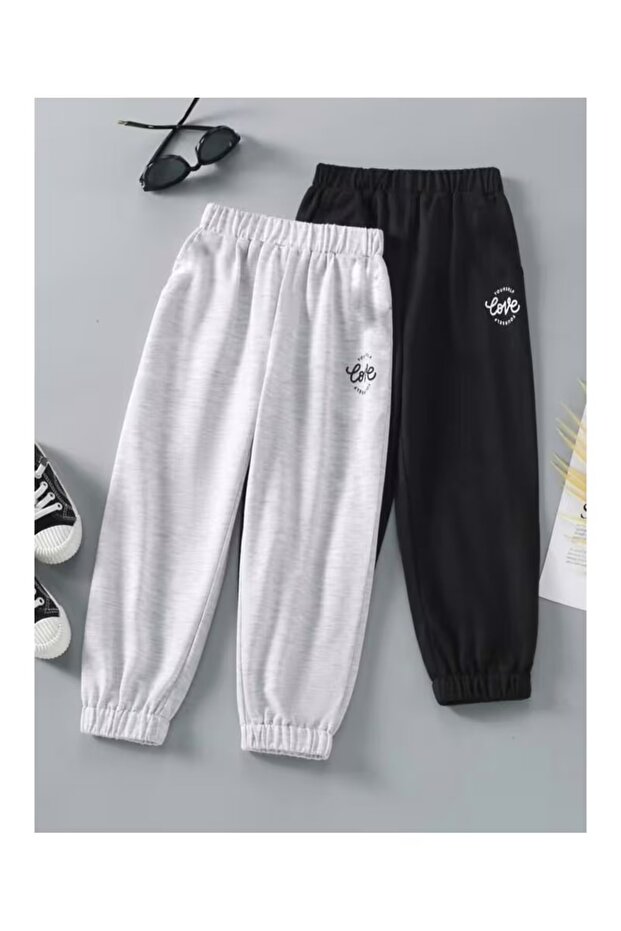 2-Piece Rubber-Edged Love Printed Trackpants