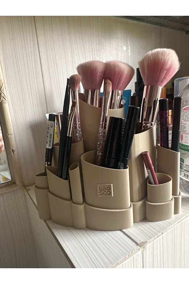 Makeup Brush Box and Stand - Eyeliner, Lipstick, and Brush Organizer