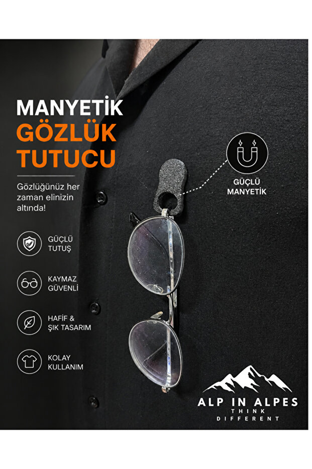 Magnetic Holder That Prevents Glasses from Falling – Does Not Damage Clothing (Flexible)