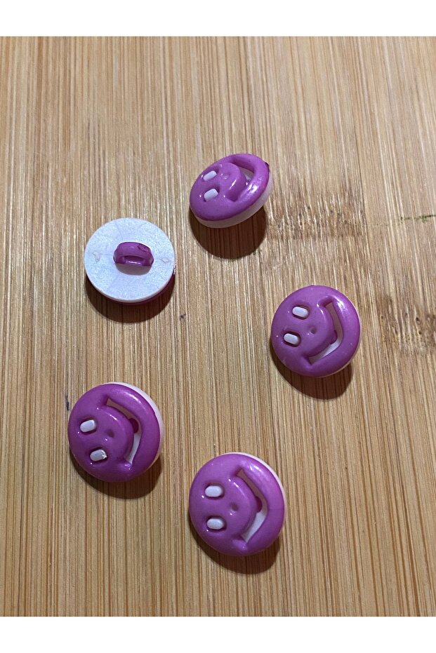 Smiling Face Plastic Baby Button with Bottom Attachment 16 mm 5 Pieces Lila