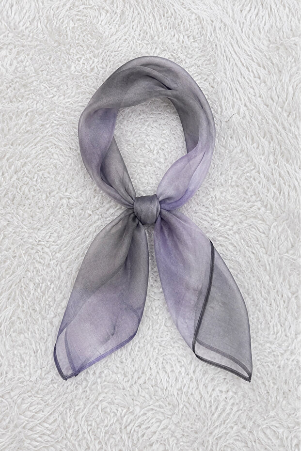 100% Pure Silk Hand Painted Square Scarf - 55 X 55 Design Lilac - Gray