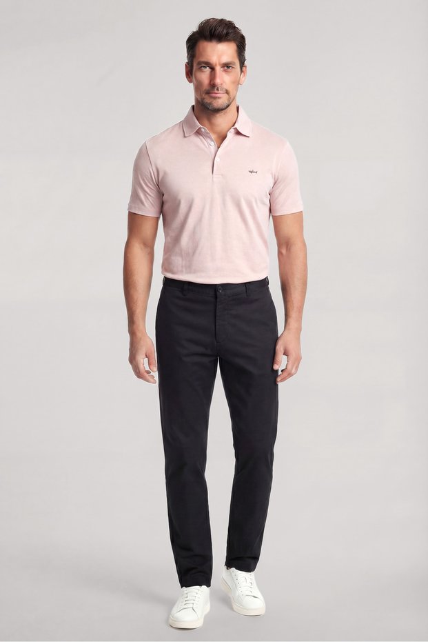 Men's Regular Fit Cotton Short Sleeve Logo Detailed Brown Polo Collar T-Shirt