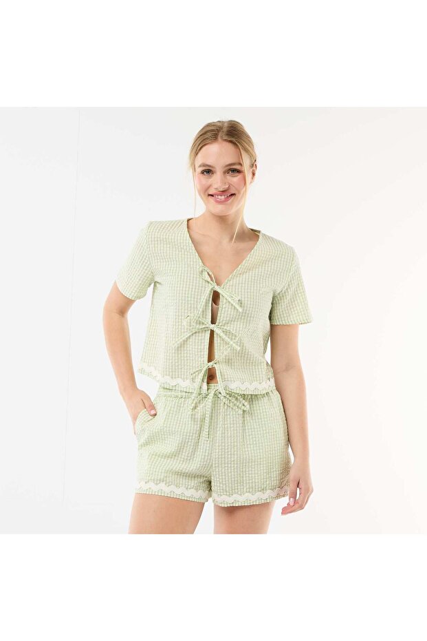 Gingham Check Short Pyjama Set 2-Piece GREEN