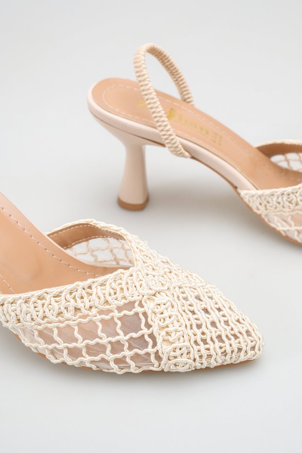 Lace-Up Open Back Women's Pointed Toe Heeled Shoes Heel Height 7 cm It Is Recommended to Go up One Size