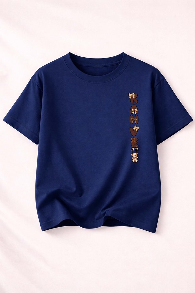Love Teddy Print Detailed Women's Crew Neck Cotton T-Shirt