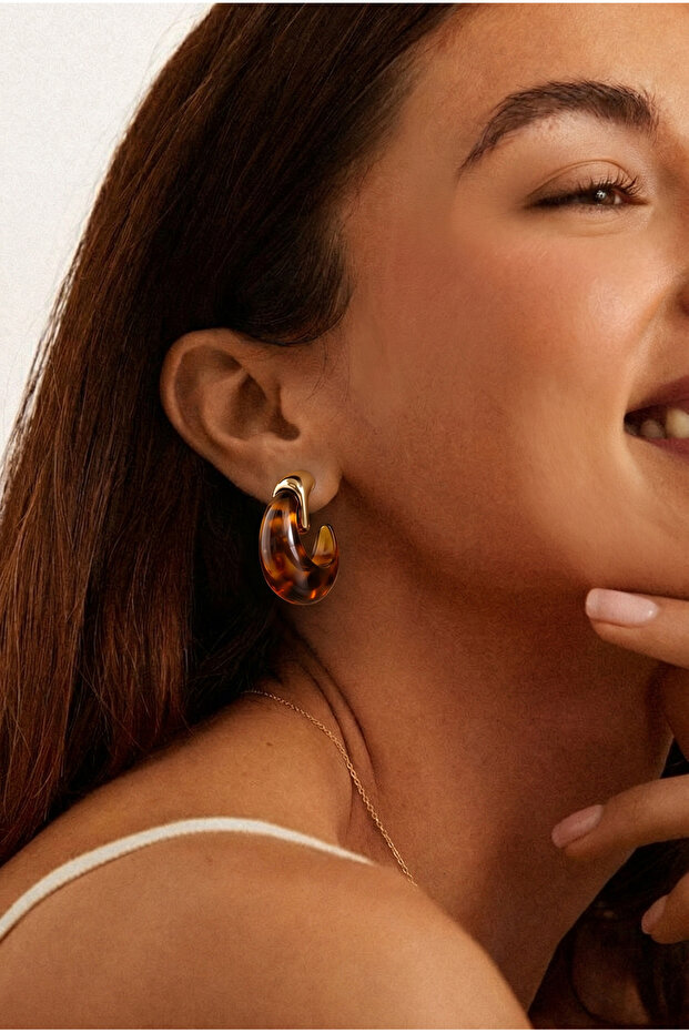 Women's Resin Stone Gold Earrings