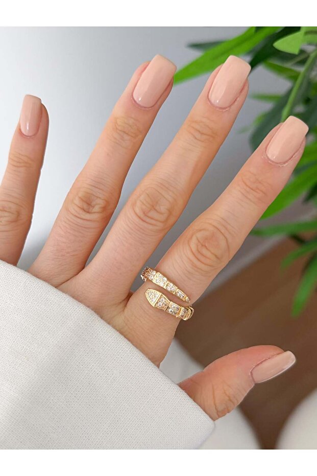 Steel Stone Snake Ring (Adjustable)