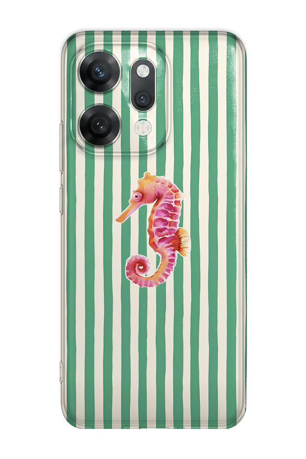 Oppo Reno 14 Compatible Seahorse Patterned Transparent Phone Case