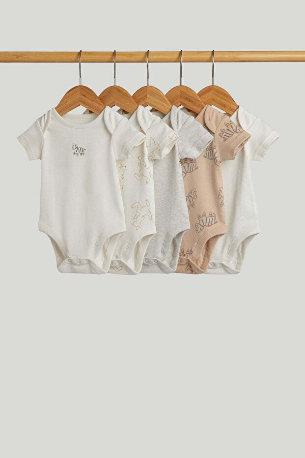 5 Pack Safari Short-Sleeved Bodysuits