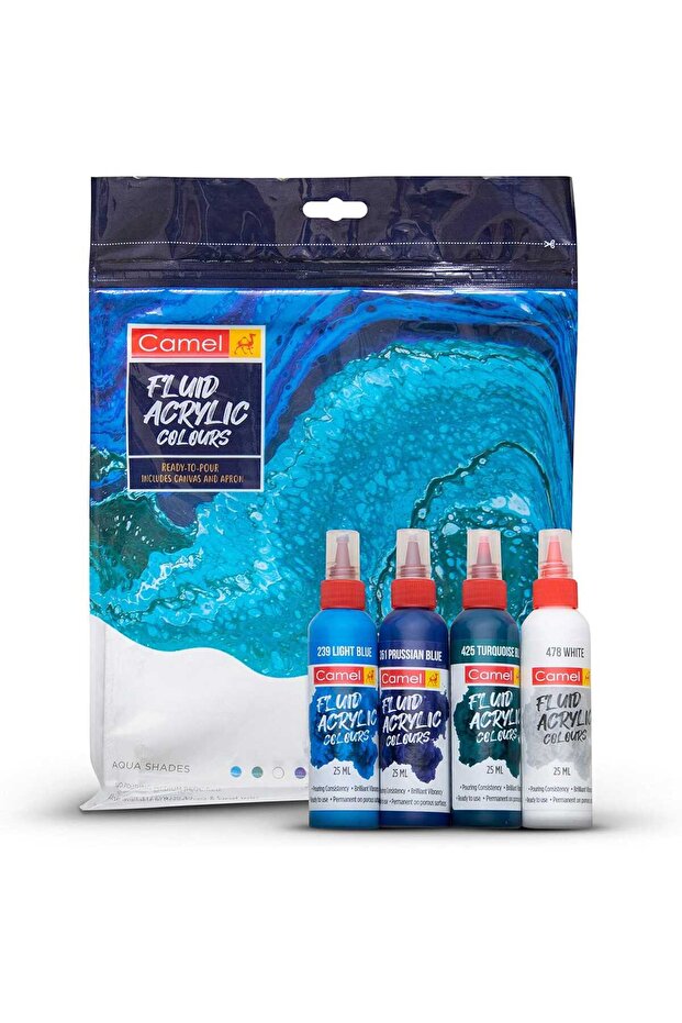 Fluid Acrylic Colour, Canvas And Apron Kit – Aqua Shades