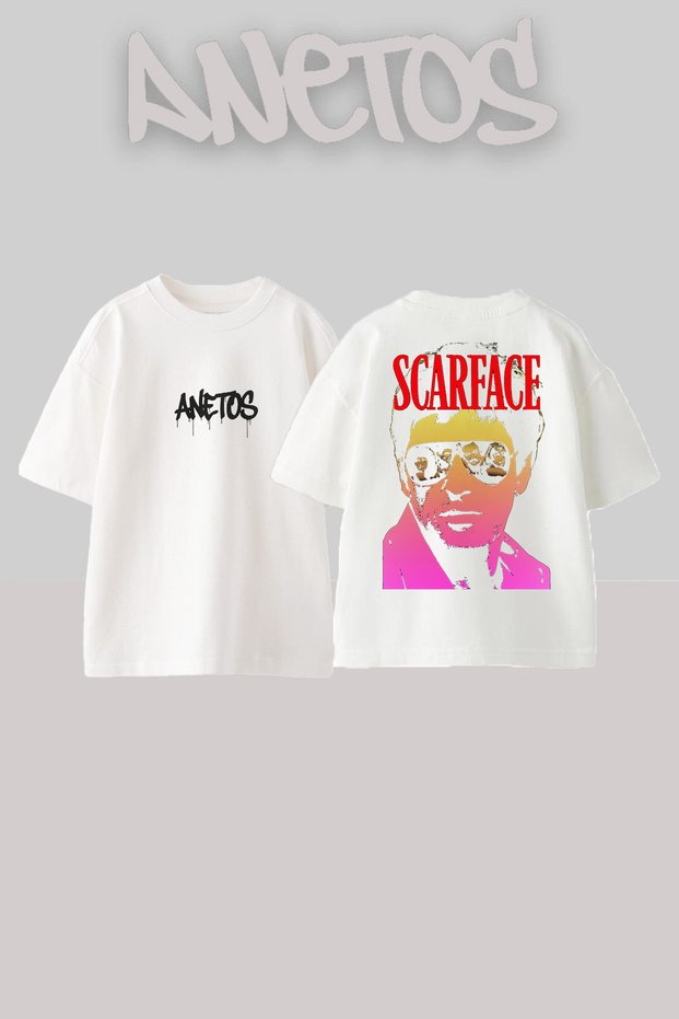 Tony Montana Streetwear Style Back Printed Cotton White Oversize T-Shirt