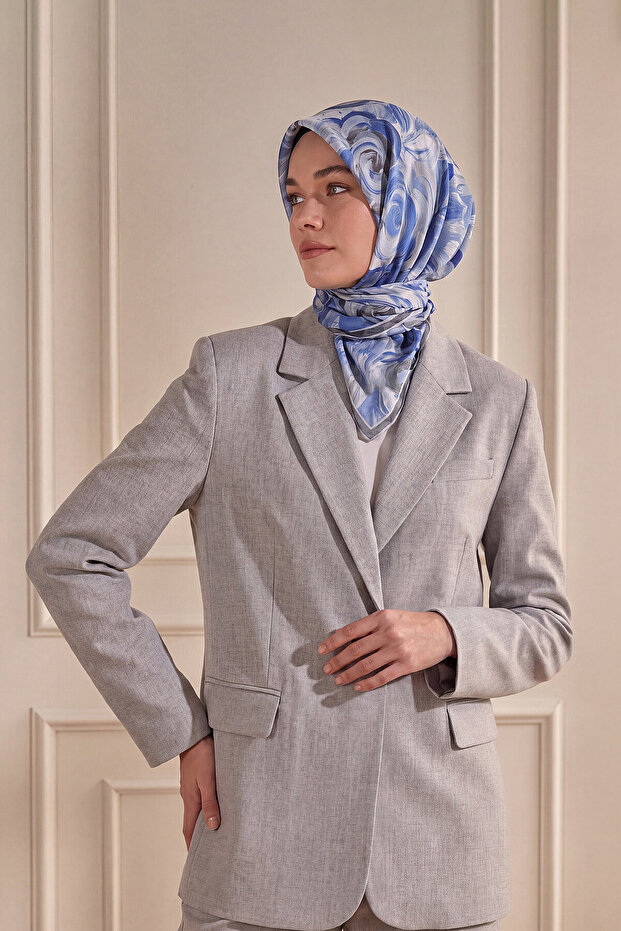 Blue Rose Art Garden Pattern Organic Scarf