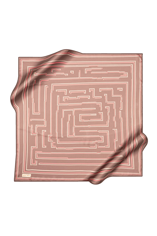 Brown 90X90 Silk Crepe Satin Scarf