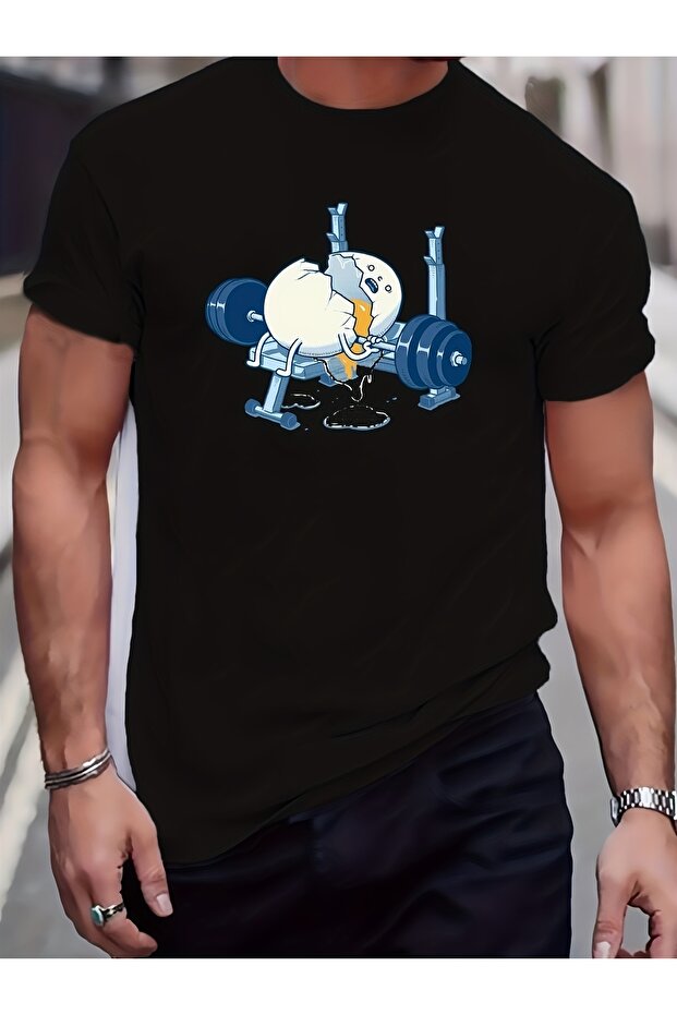تي شيرت رجالي بنمط رفع الأثقال من Fun Egg
