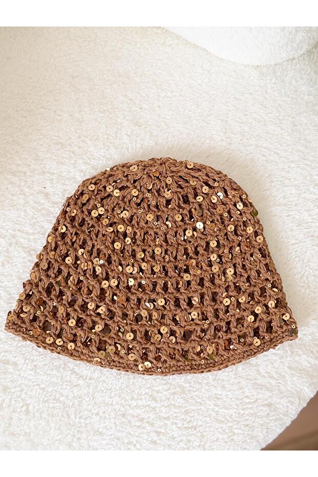Knitted sequin beanie hat - 2