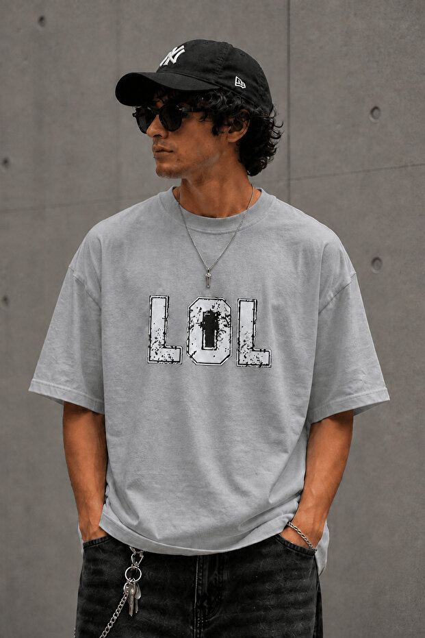 Lol Text Printed Unisex Oversize T-Shirt – Cotton Crew Neck Casual T-Shirt
