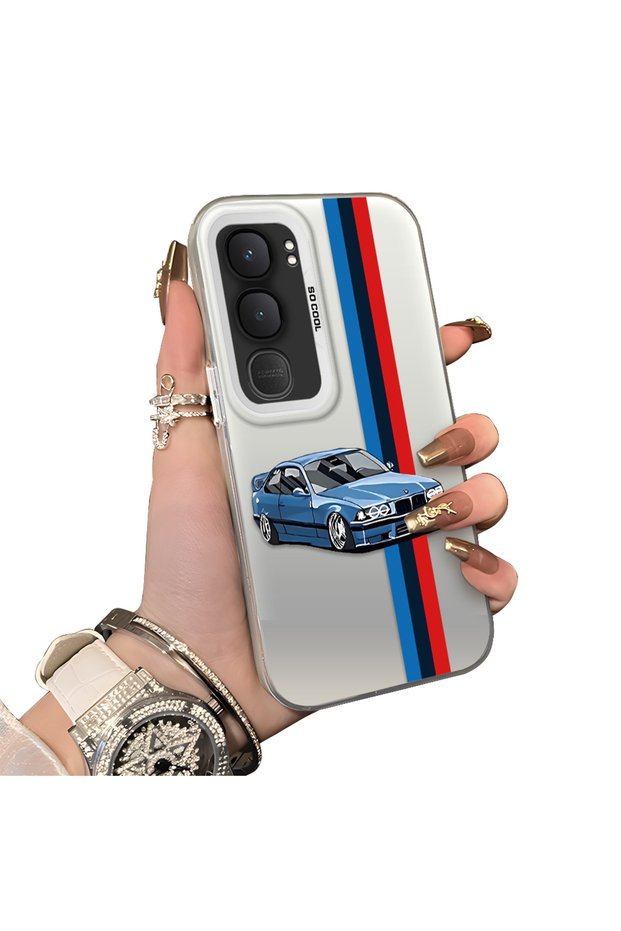 Vivo Y31 5g Compatible Silicone Edge Hard Back Anti-Fall Phone Case Cover Bmw Patterned
