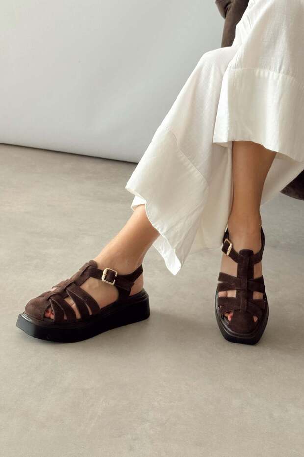 Parma Brown Genuine Leather Sandals