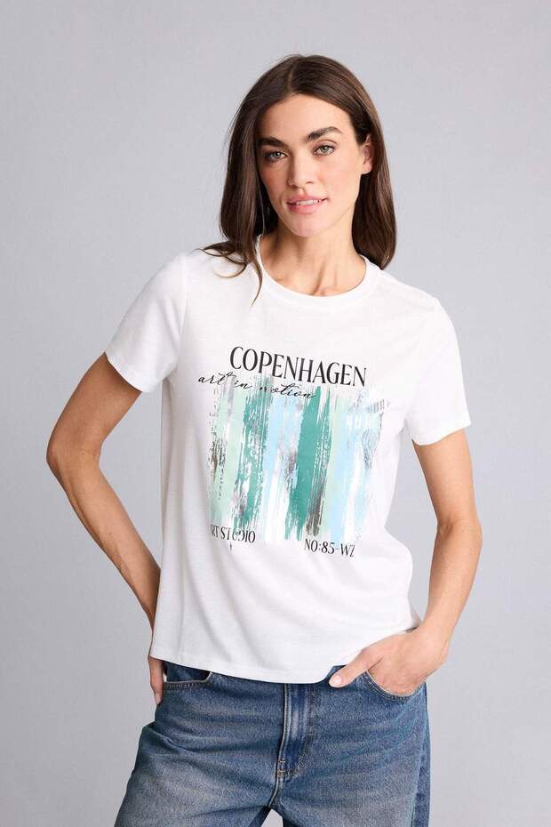 100% Cotton Regular Fit Crew Neck Printed Combed Cotton Short Sleeve T-Shirt H1925Ax26Sm