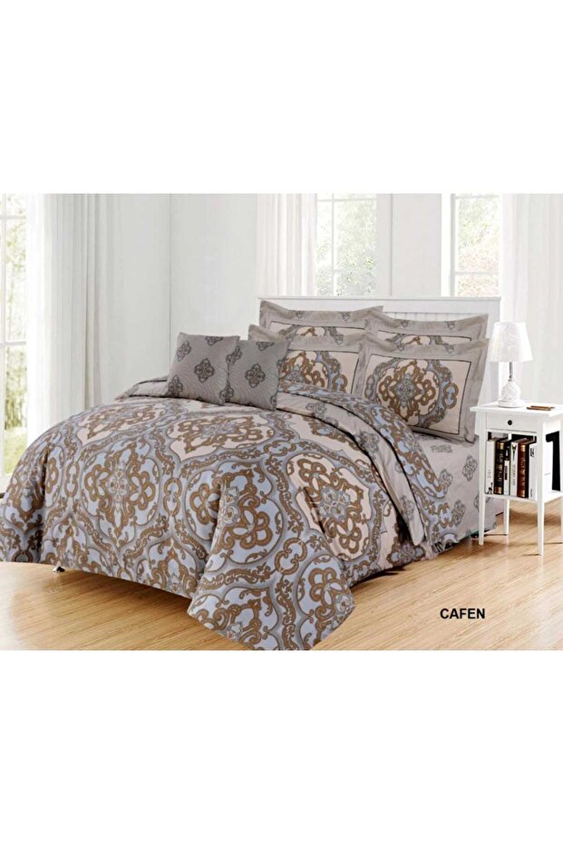 Cotton Double Fitted Sheet Set, 3 pcs, 144 Thread Count, Cafen