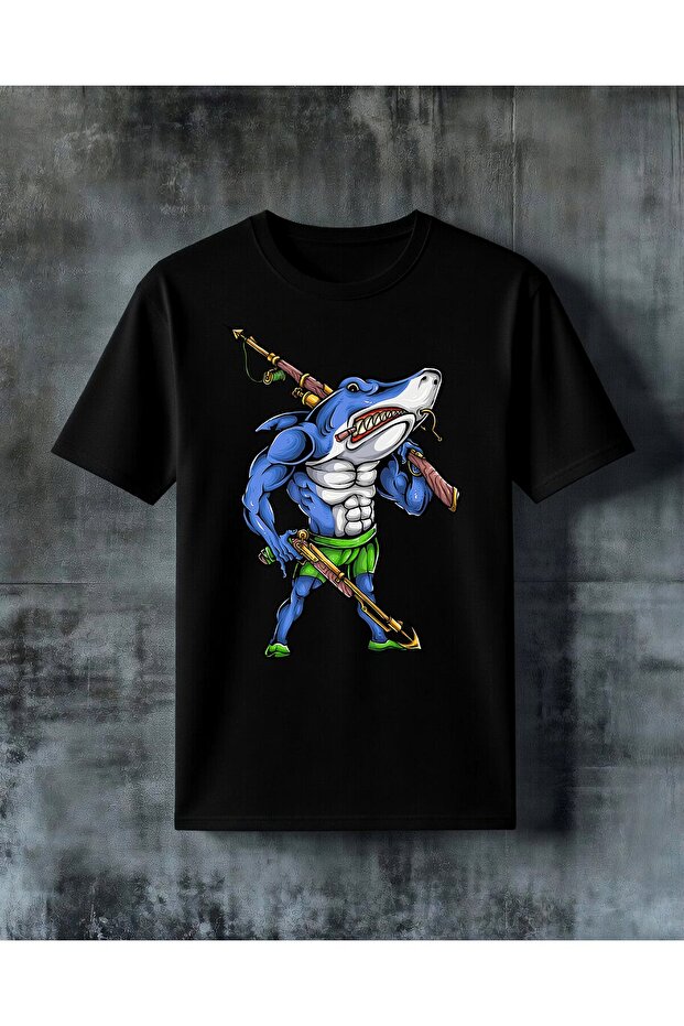 Kopek Baligi Savasucu Printed Oversize T-Shirt