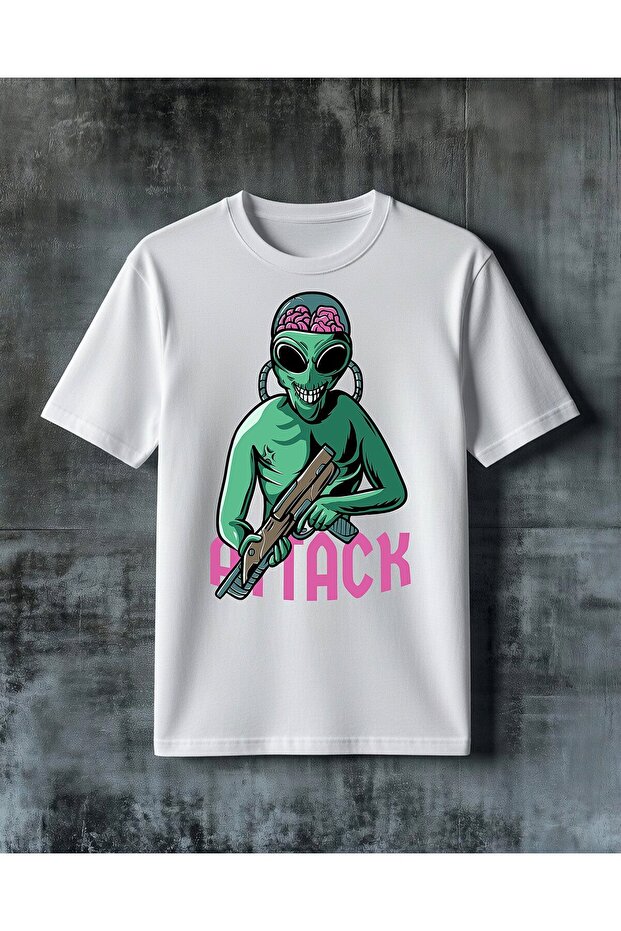 Attack Alien Printed Oversize T-Shirt - 1