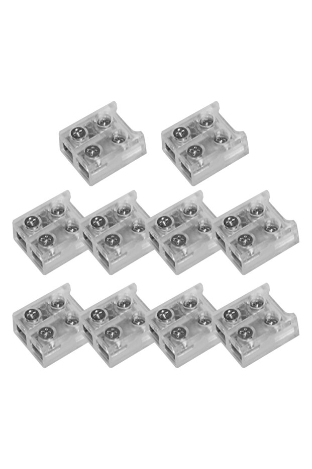 موصل شريط إضاءة LED مقاس 10 مم، 10 قطع، موصل توصيل 2P 8/10 مم، موصل تثبيت بالبراغي، موصل طرفي