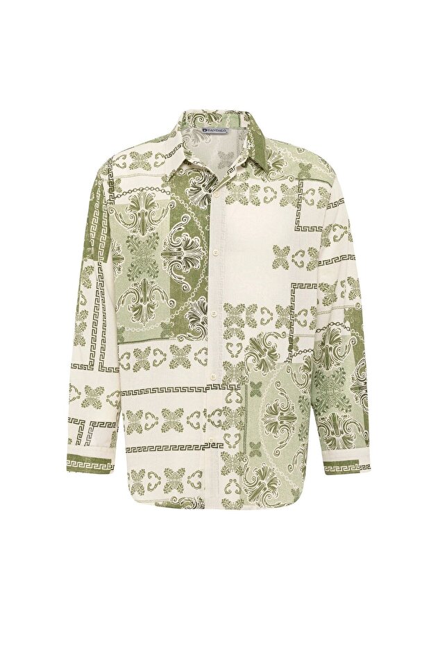 Ethnic Patterned Oversize Shirt